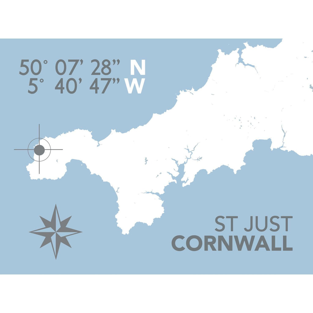 St Just Coastal Map Print-SeaKisses