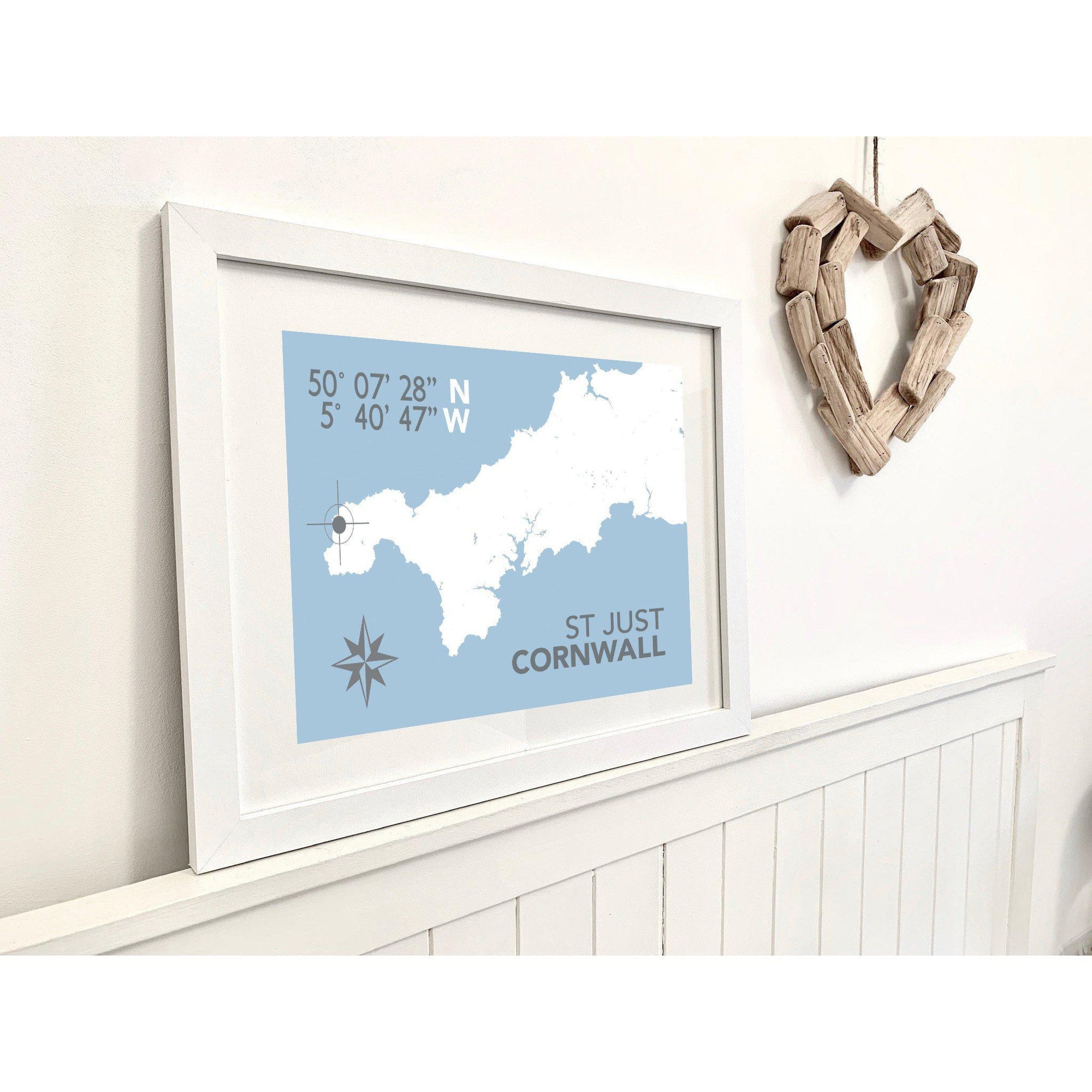 St Just Coastal Map Print-SeaKisses