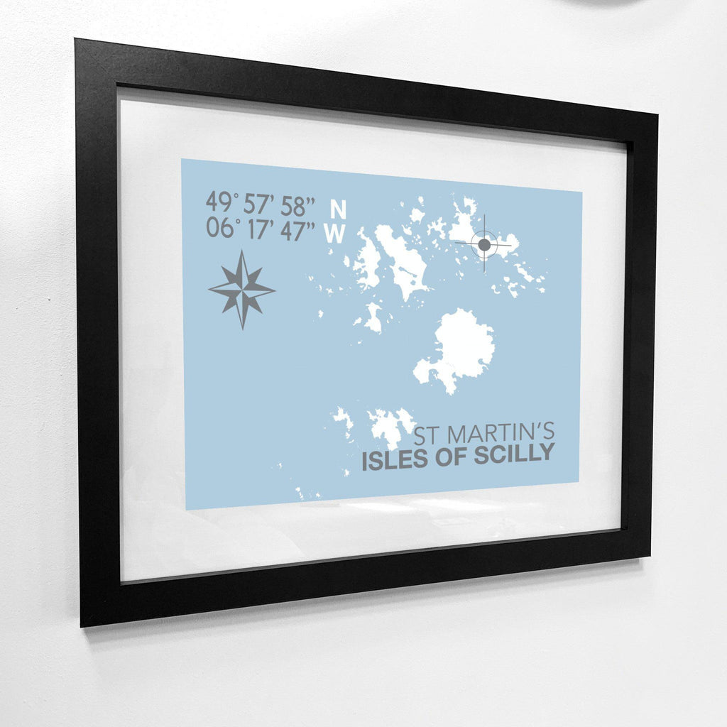 St Martin's, Isles of Scilly Map Travel Print- Coastal Wall Art /Poster-SeaKisses
