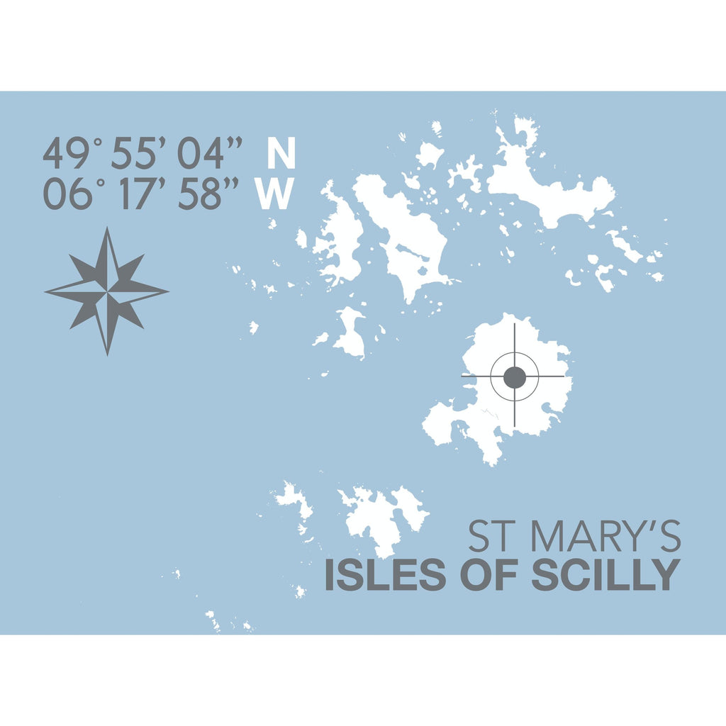 St Mary's, Isles of Scilly Coastal Map Print-SeaKisses