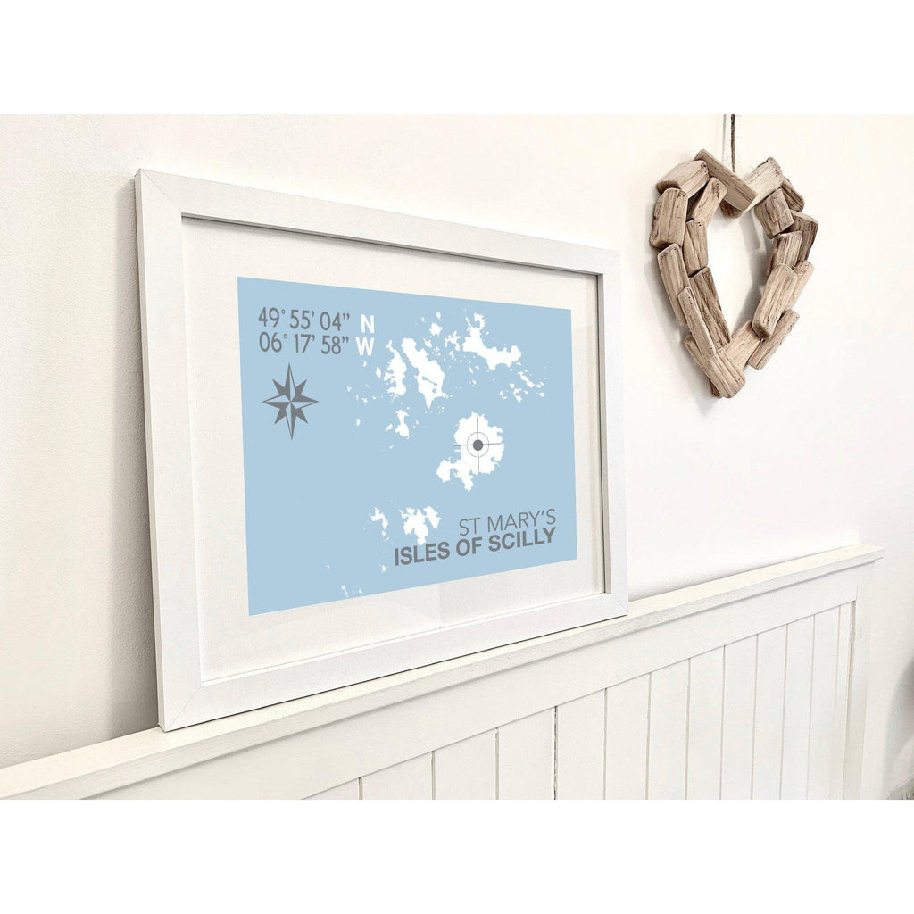 St Mary's, Isles of Scilly Coastal Map Print-SeaKisses