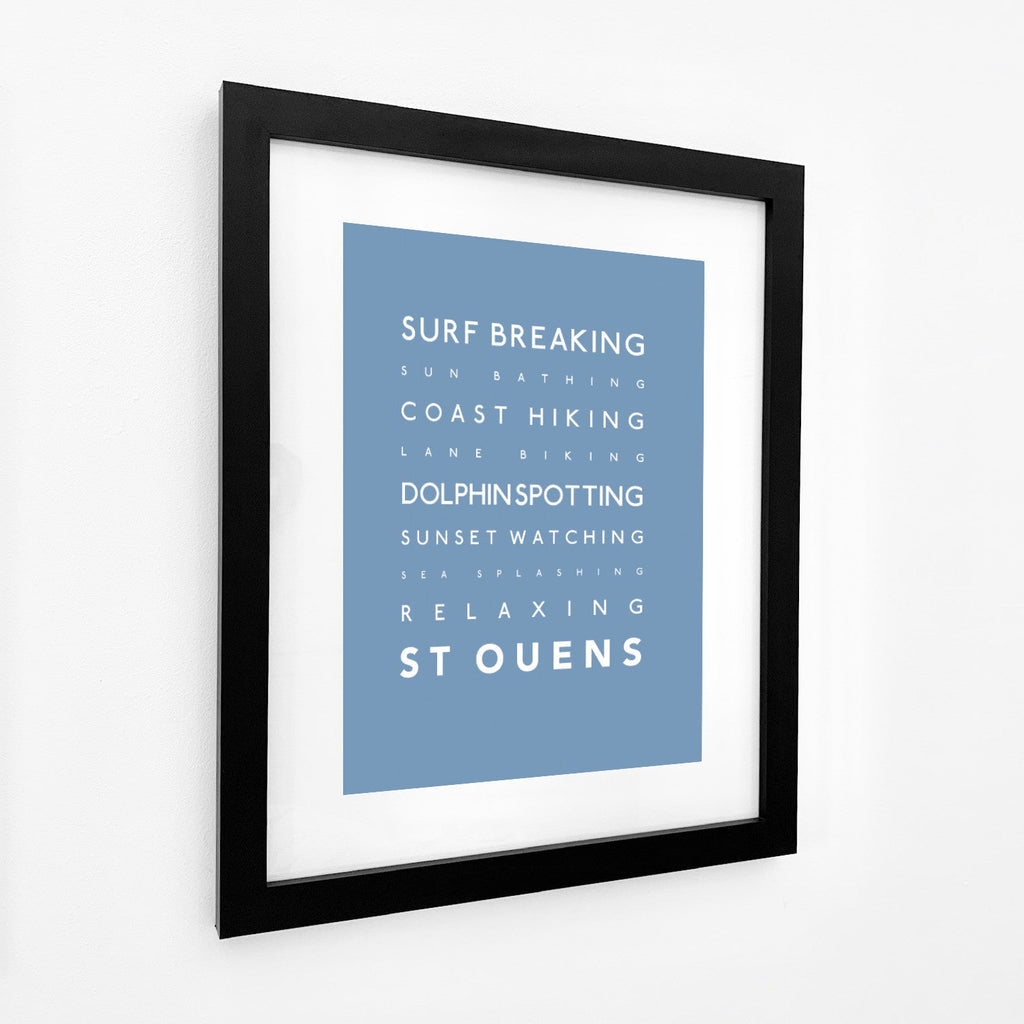 St Ouens Bay Typographic Travel Print- Coastal Wall Art /Poster-SeaKisses