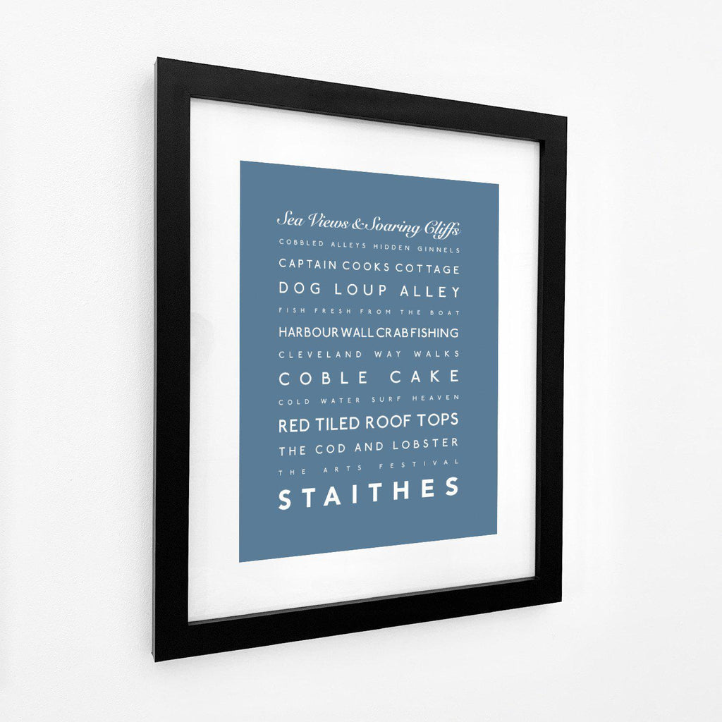 Staithes Typographic Seaside Print - Coastal Wall Art /Poster-SeaKisses