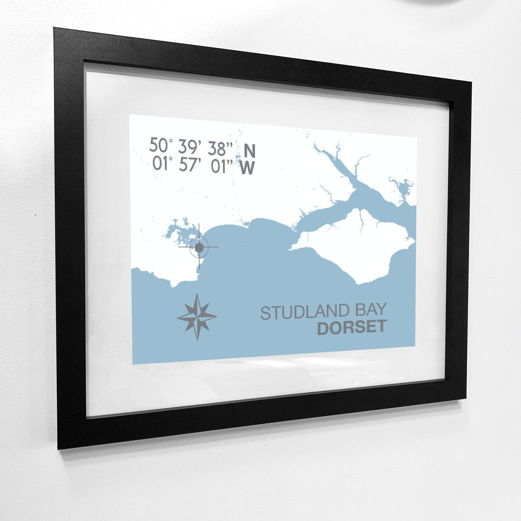 Studland Bay Coastal Map Print-SeaKisses