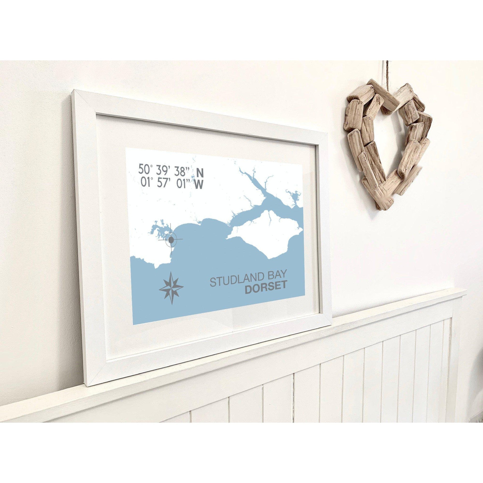 Studland Bay Coastal Map Print-SeaKisses