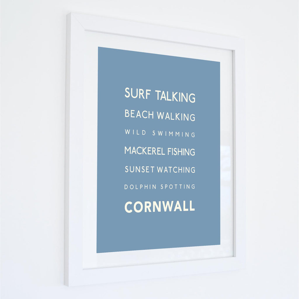 Surf Talking Cornwall Typographic Travel Print- Coastal Wall Art /Poster-SeaKisses