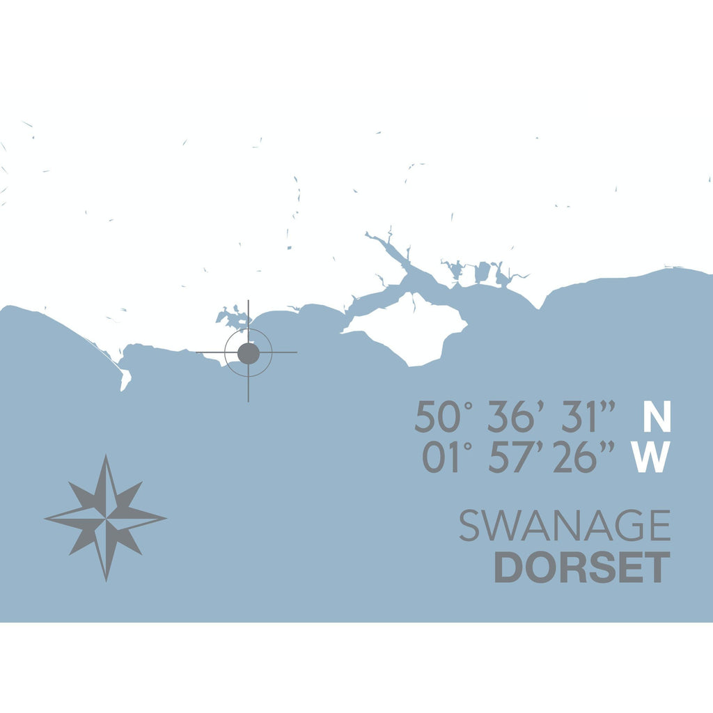Swanage Map Travel Print- Coastal Wall Art /Poster-SeaKisses