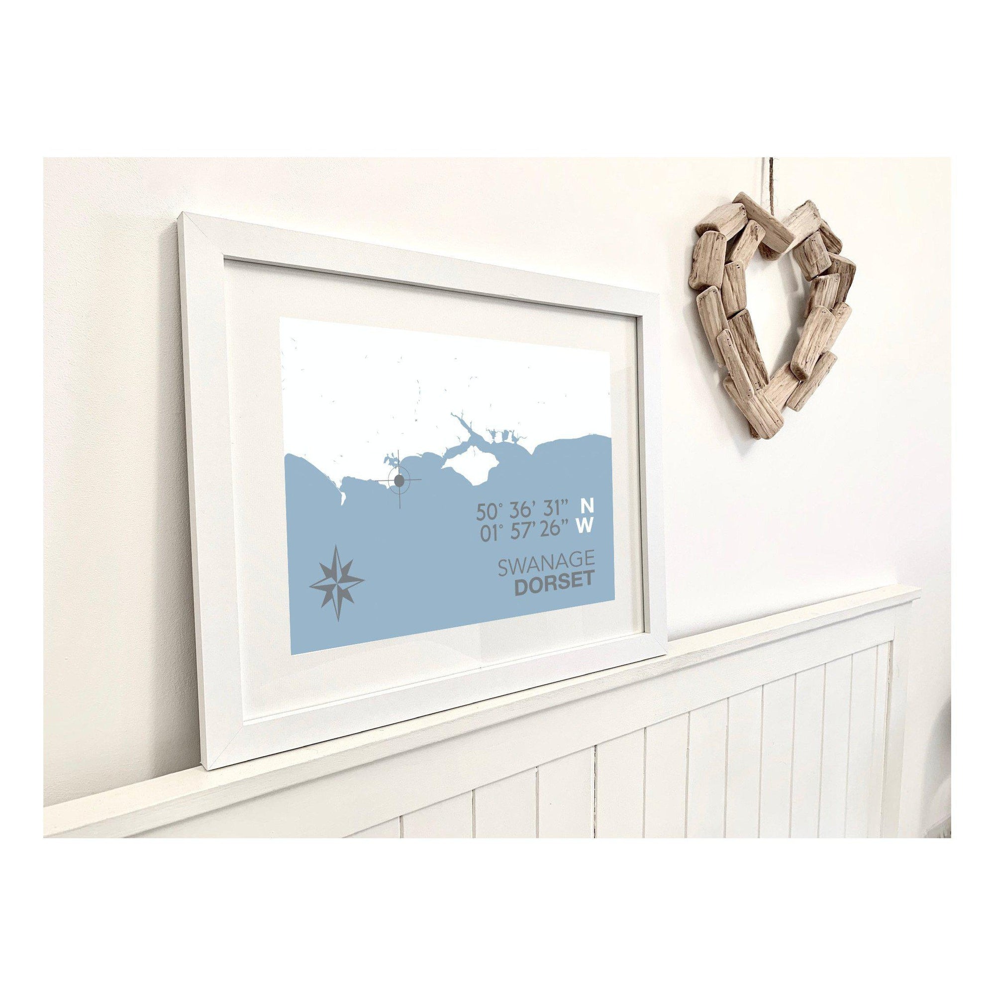 Swanage Coastal Map Print-SeaKisses