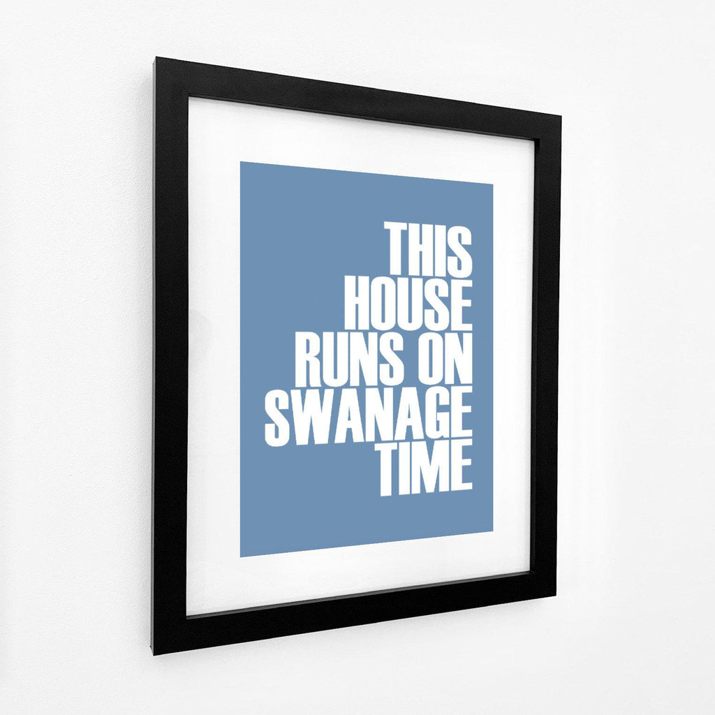 Swanage Time Typographic Travel Print- Coastal Wall Art /Poster-SeaKisses