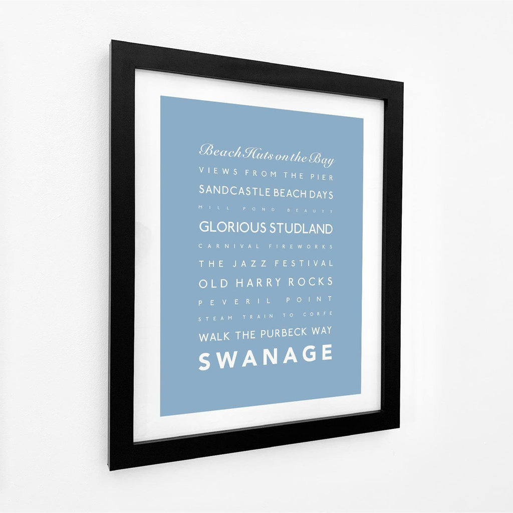 Swanage Typographic Travel Print- Coastal Wall Art /Poster-SeaKisses