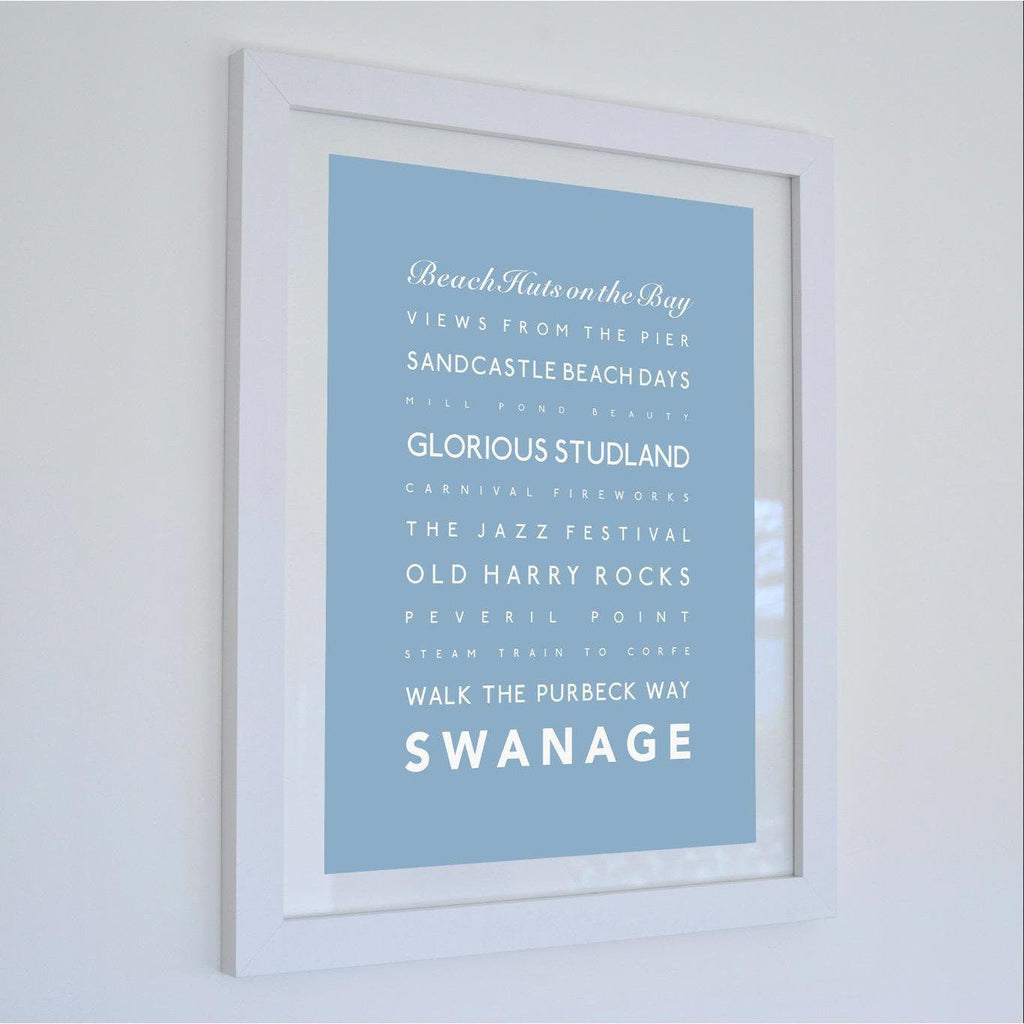 Swanage Typographic Travel Print- Coastal Wall Art /Poster-SeaKisses