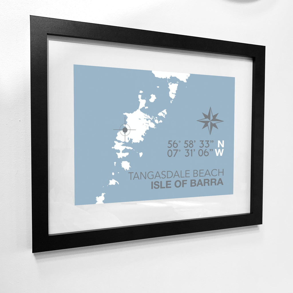 Tangasdale Beach, Isle of Barra, Coastal Map Print-SeaKisses