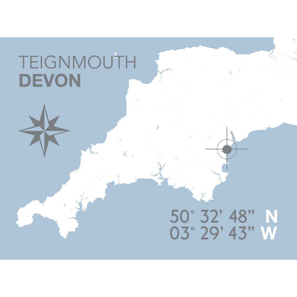 Teignmouth Coastal Map Print-SeaKisses