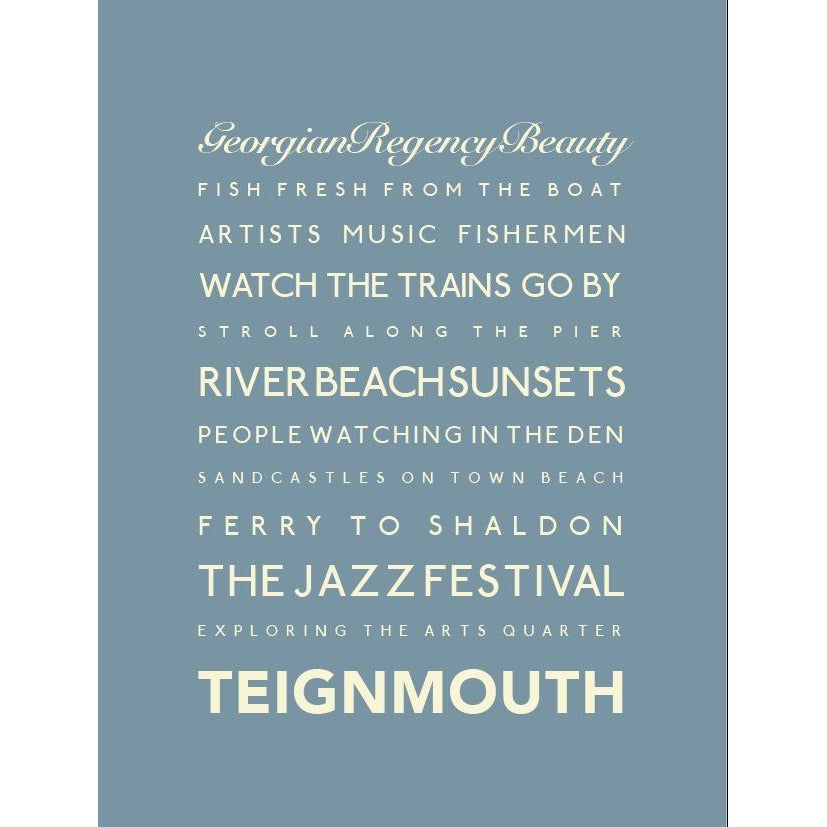 Teignmouth Typographic Seaside Print - Coastal Wall Art /Poster-SeaKisses