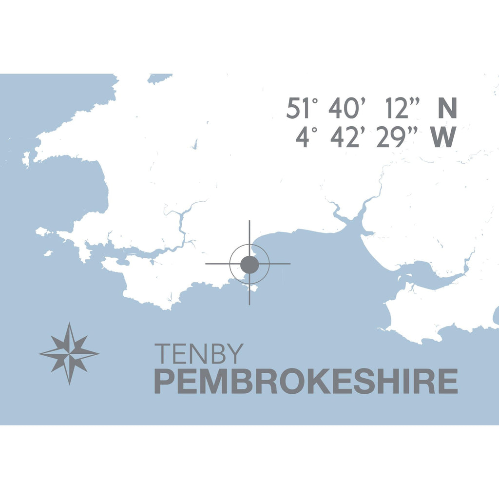 Tenby Coastal Map Print-SeaKisses