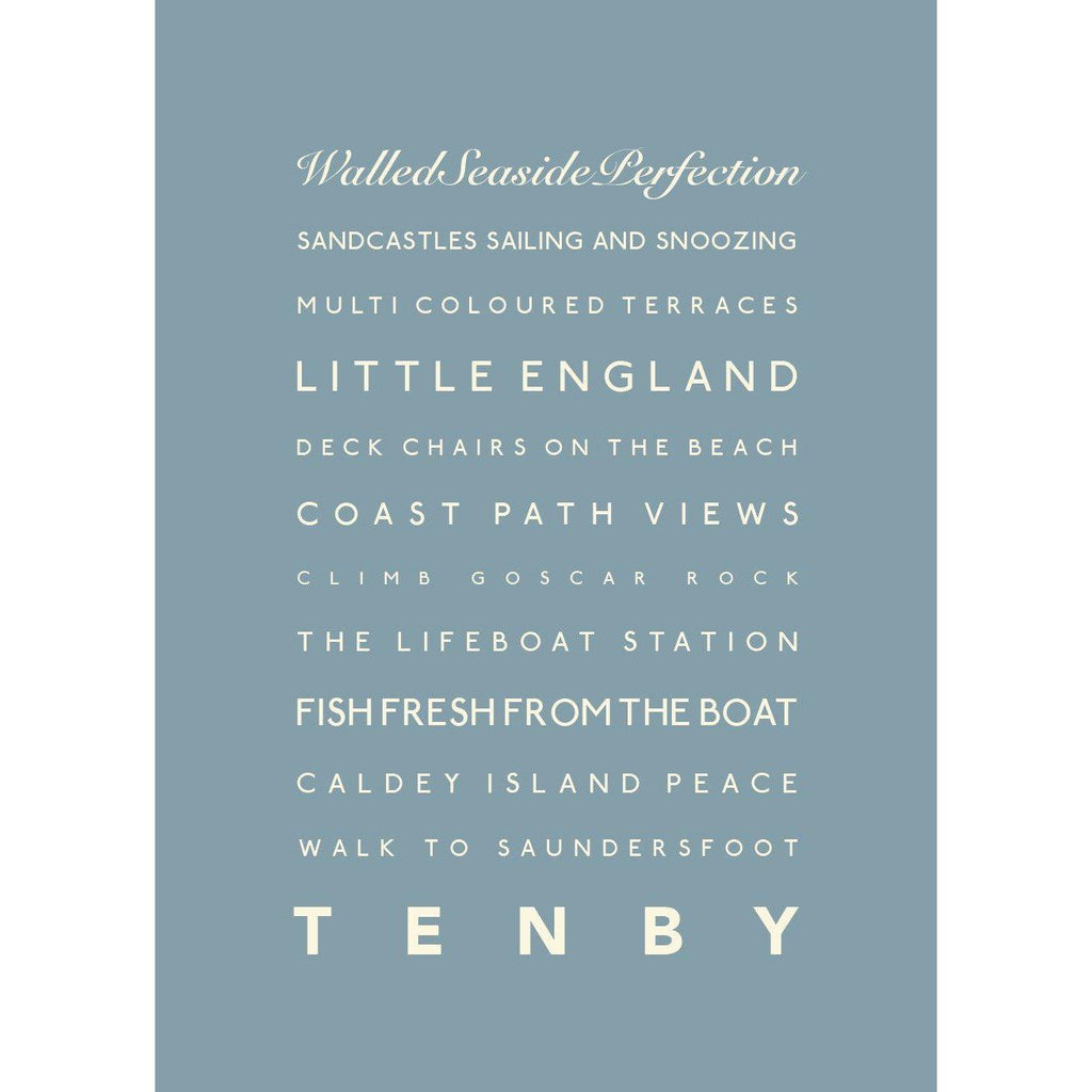 Tenby Typographic Seaside Print - Coastal Wall Art /Poster-SeaKisses