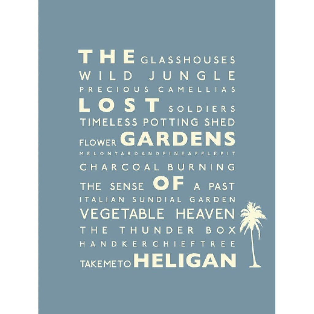 The Lost Gardens of Heligan Typographic Travel Print /Poster-SeaKisses