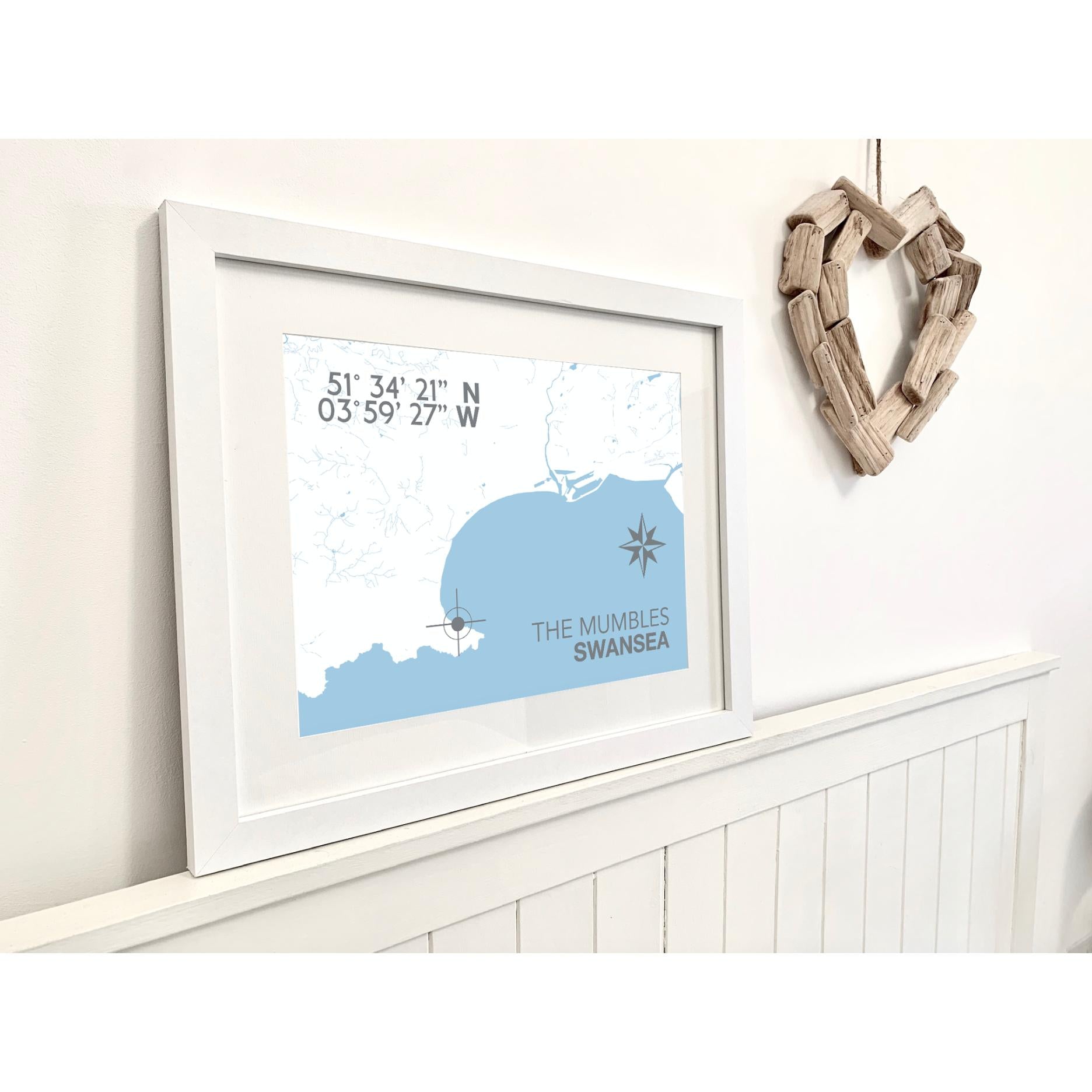 The Mumbles Coastal Map Print-SeaKisses