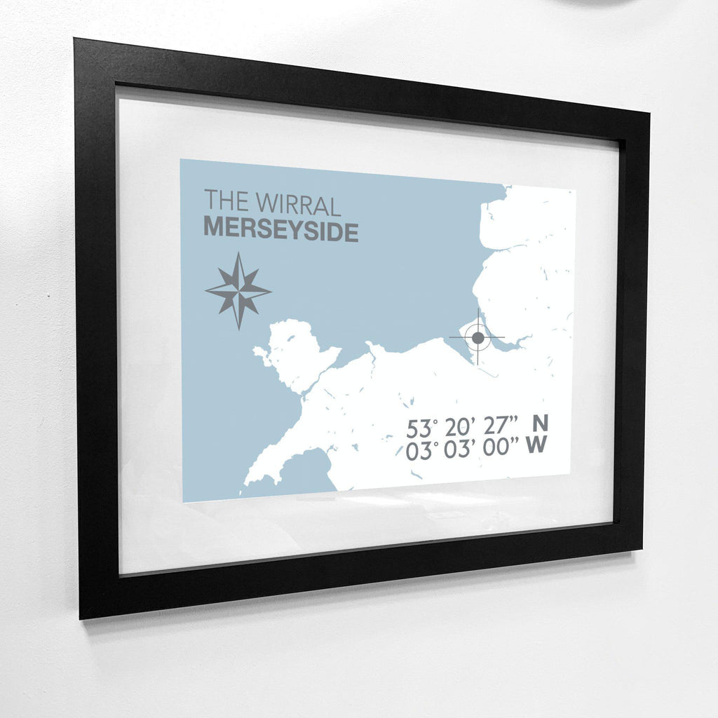 The Wirral Map Travel Seaside Print - Coastal Wall Art /Poster-SeaKisses