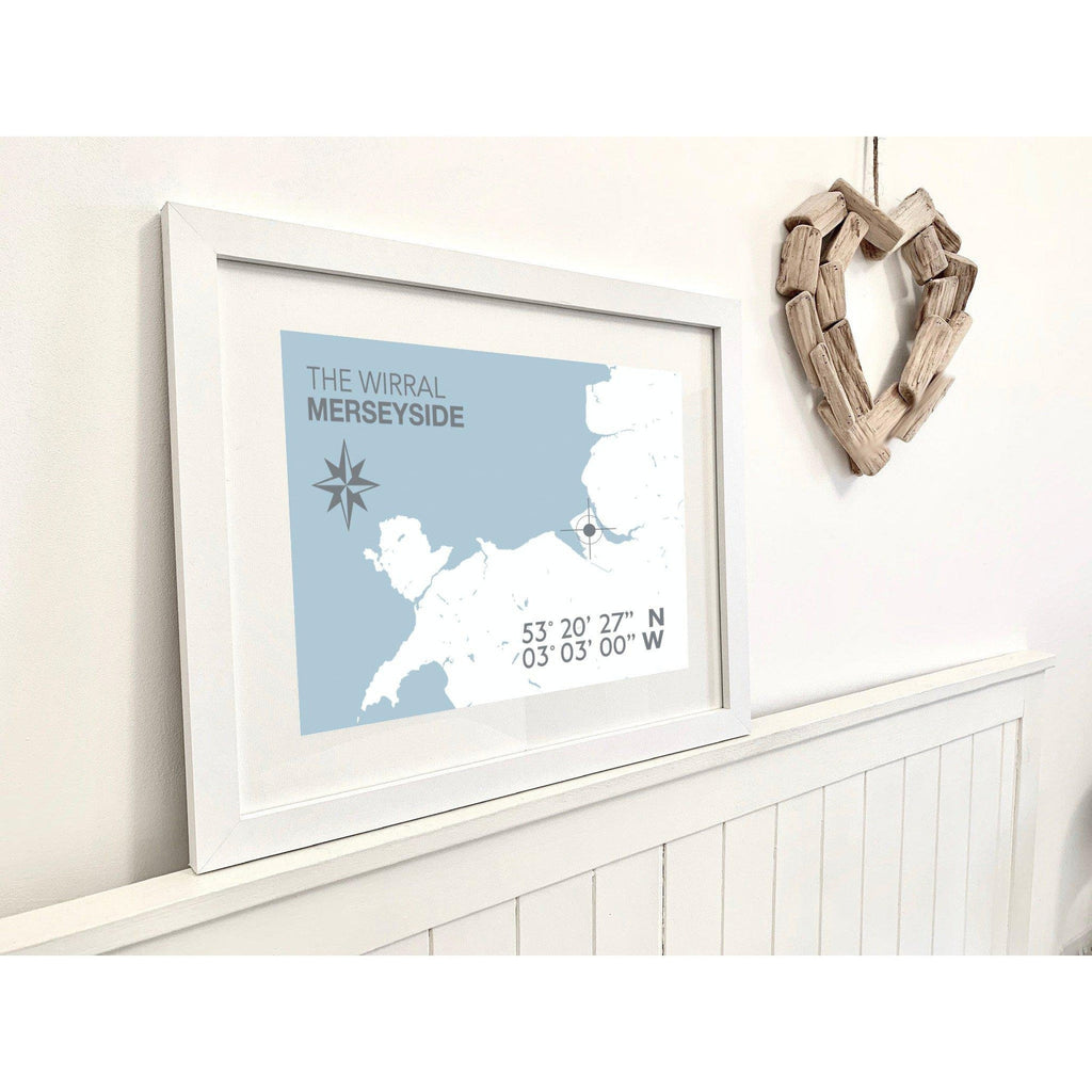 The Wirral Map Travel Seaside Print - Coastal Wall Art /Poster-SeaKisses