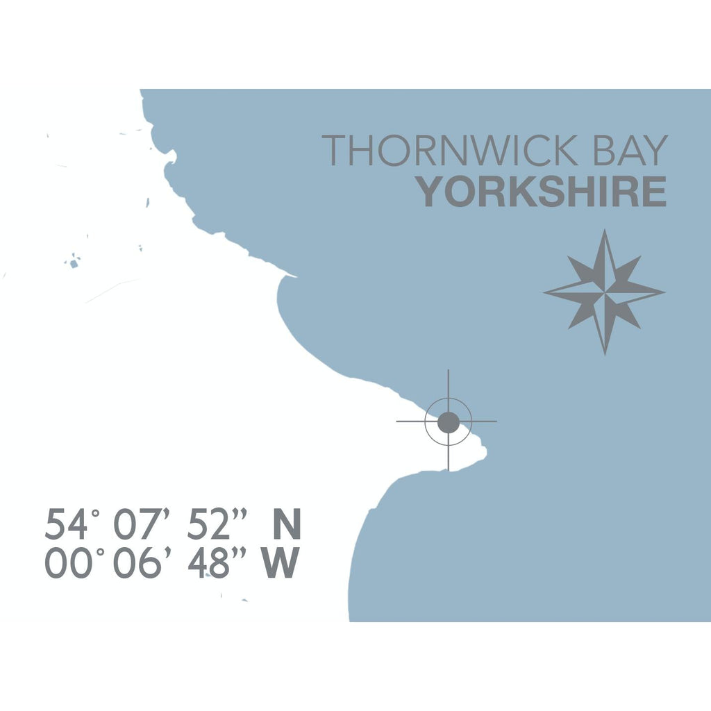 Thornwick Bay Map Travel Print- Coastal Wall Art /Poster-SeaKisses