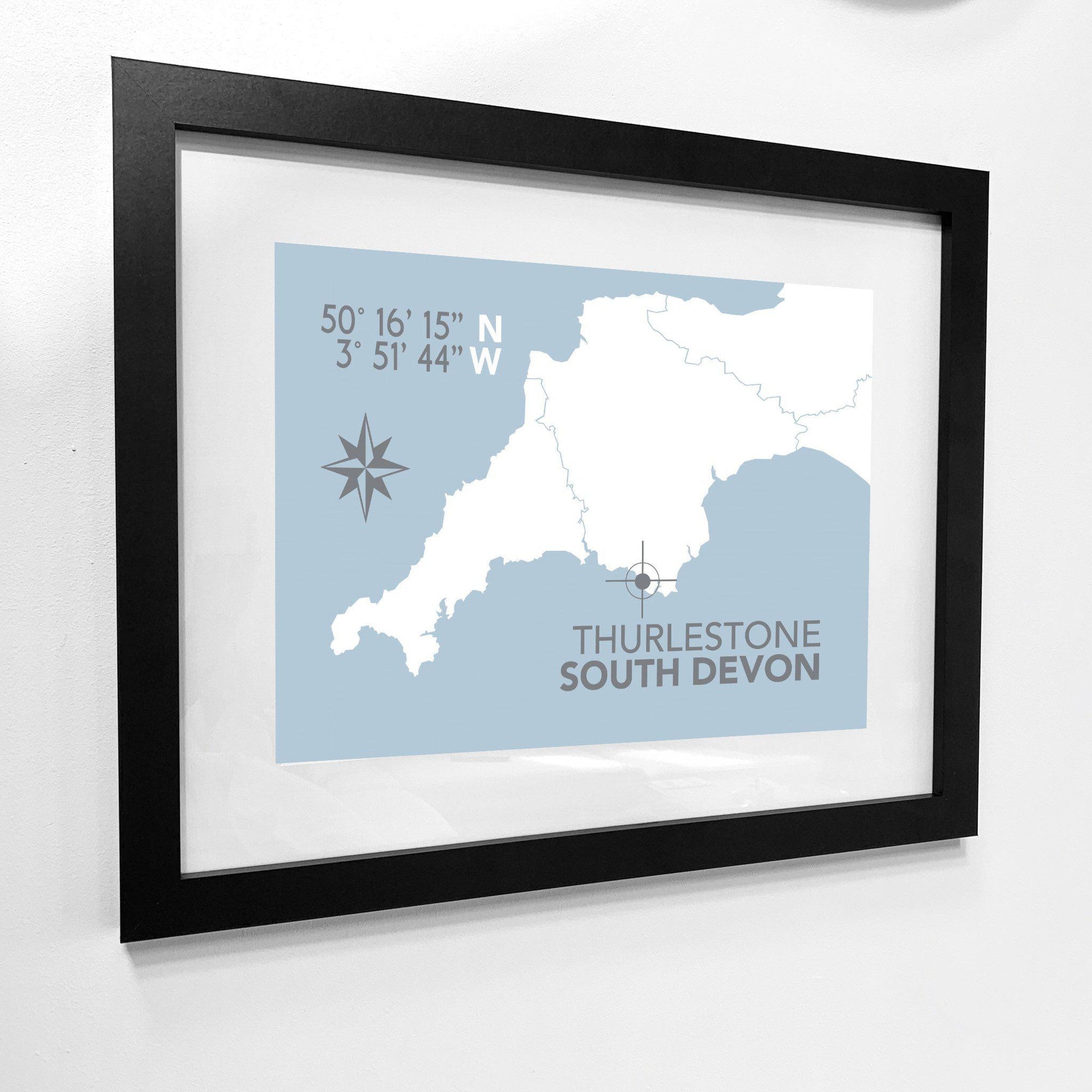 Thurlestone Coastal Map Print-SeaKisses