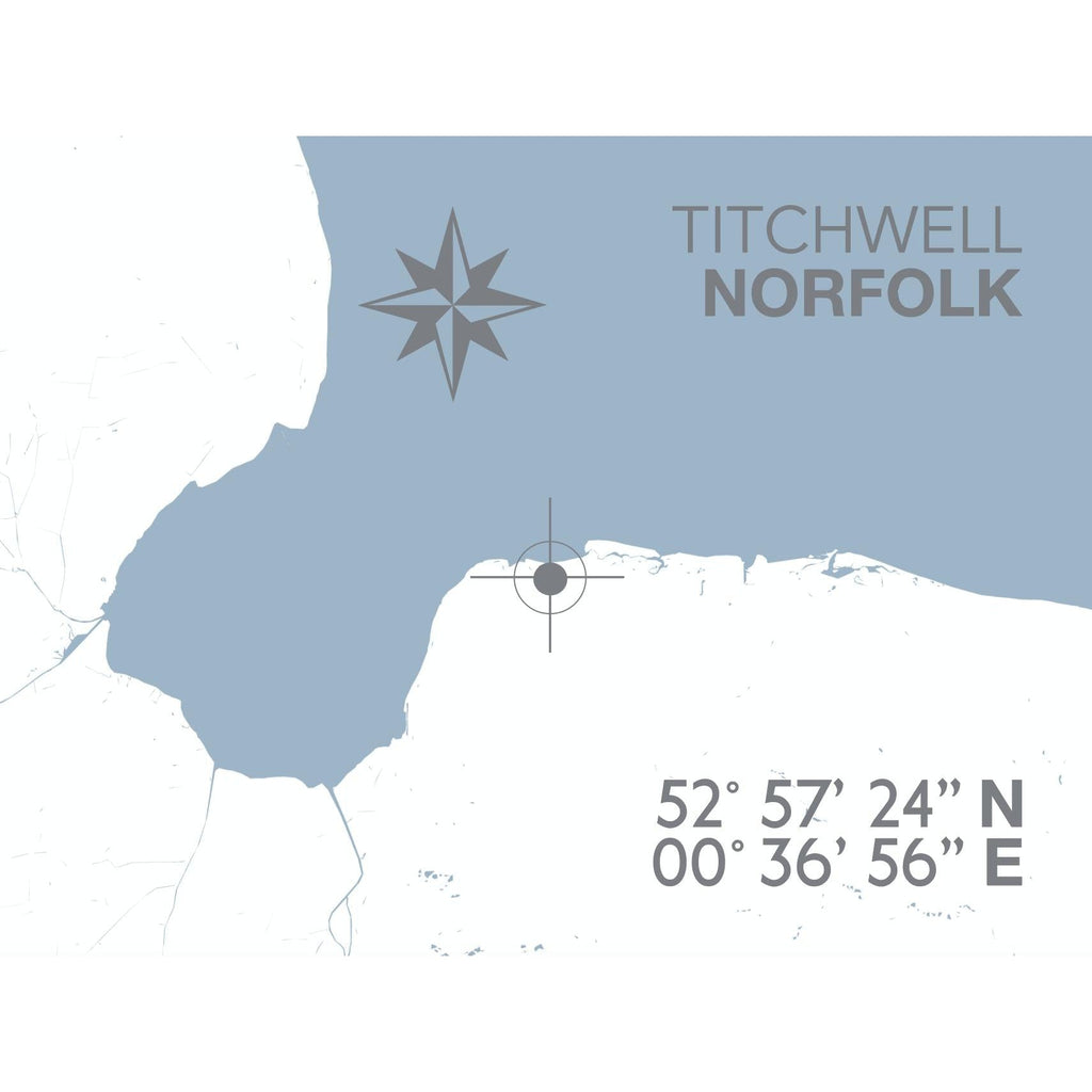 Titchwell Map Travel Print- Coastal Wall Art /Poster-SeaKisses