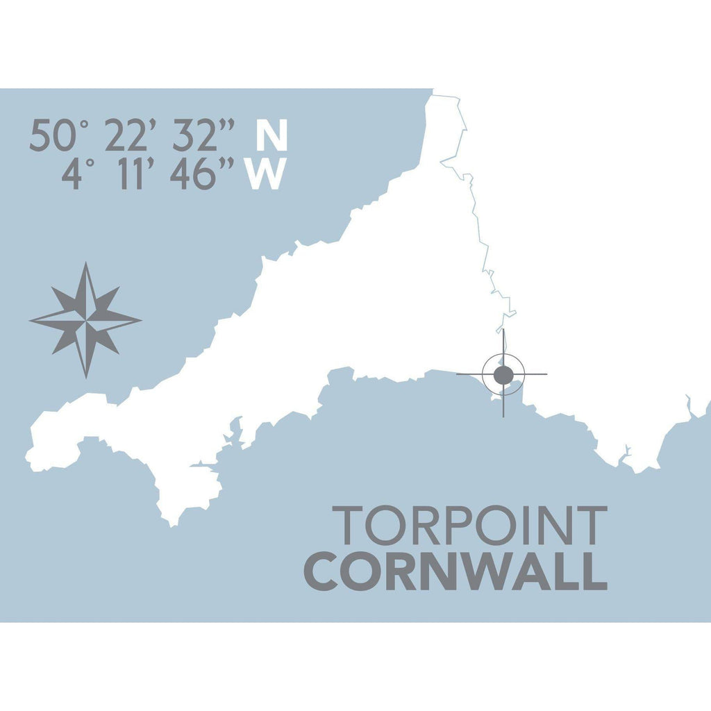 Torpoint Map Travel Print- Coastal Wall Art /Poster-SeaKisses