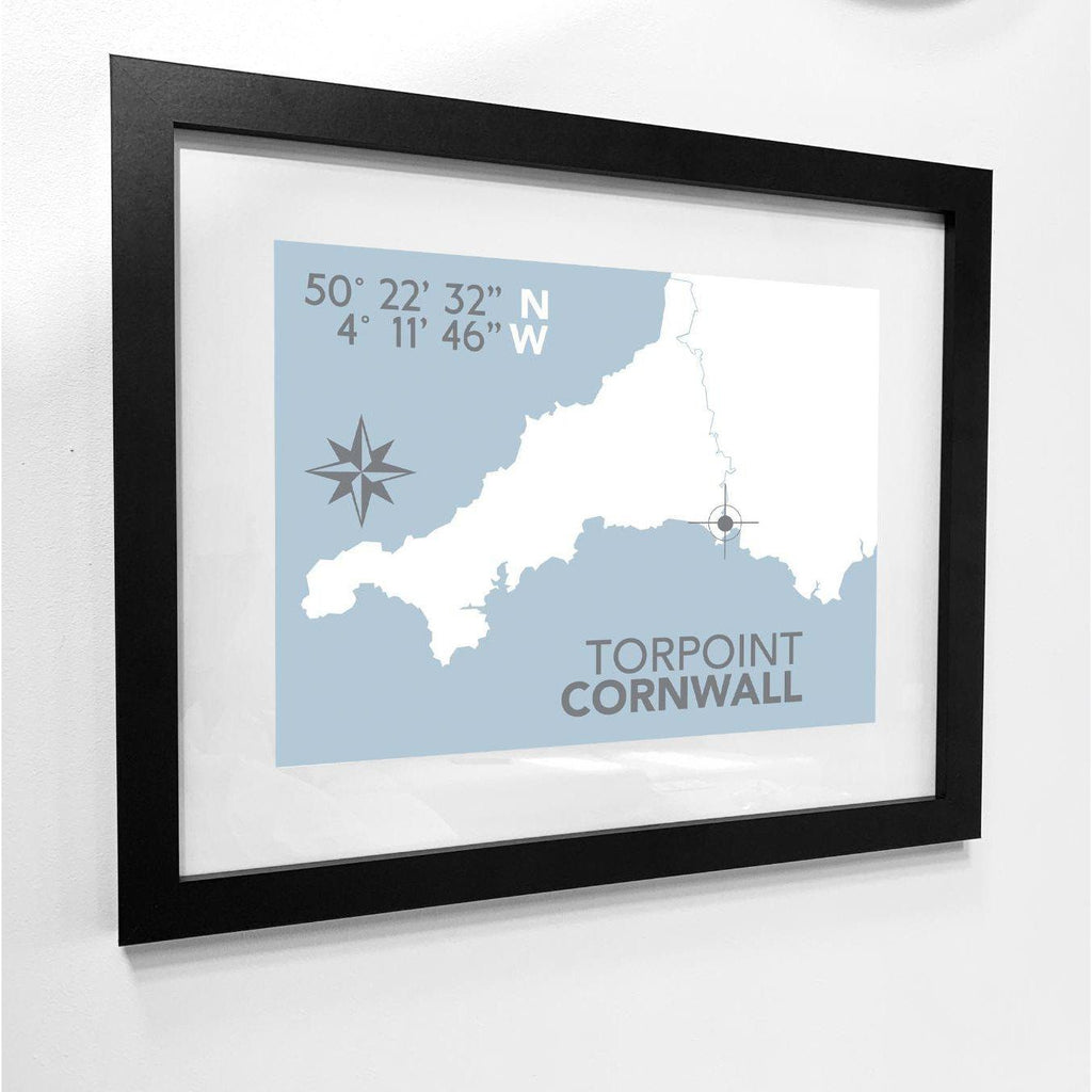 Torpoint Map Travel Print- Coastal Wall Art /Poster-SeaKisses