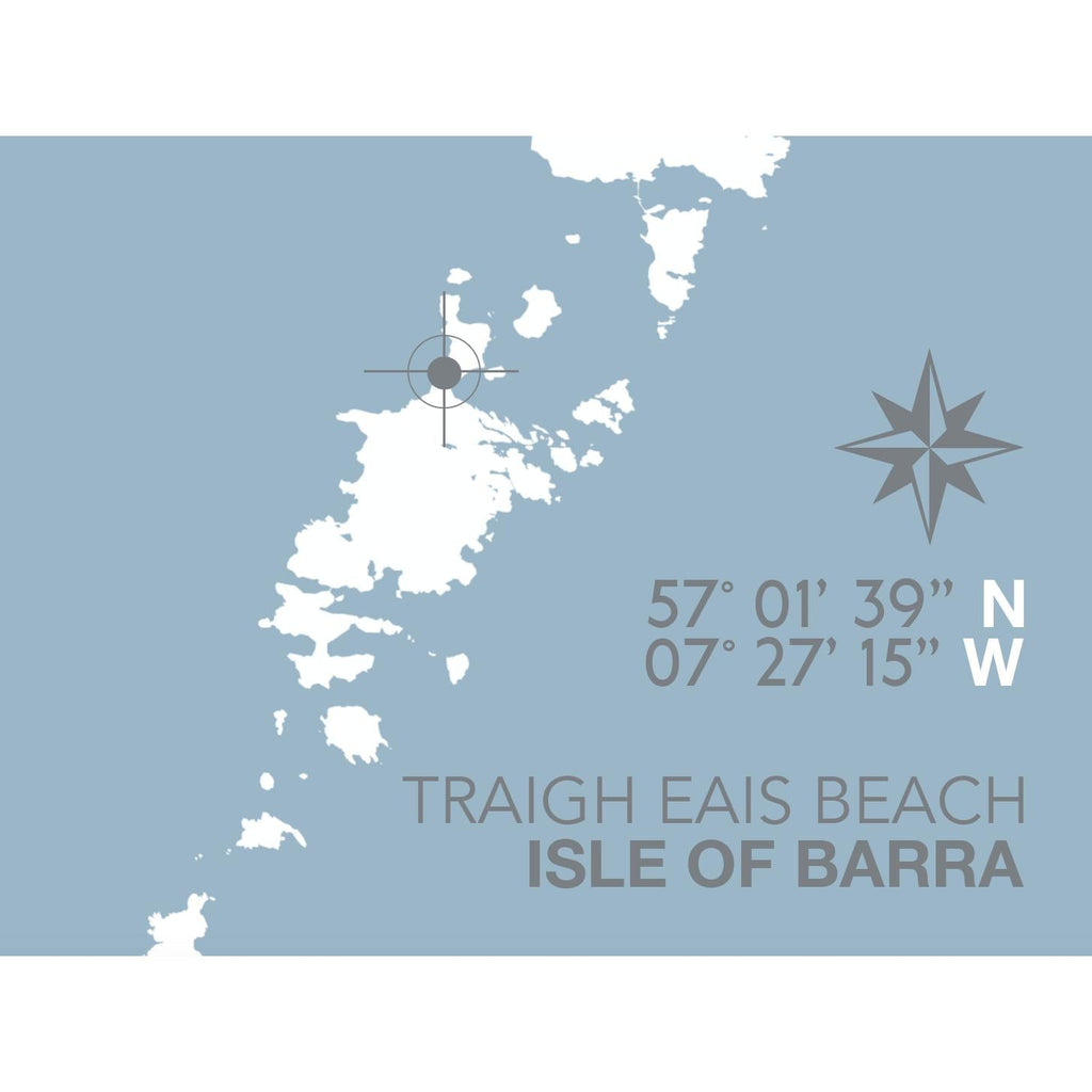 Traigh Eais Beach, Isle of Barra, Map Travel Print- Coastal Wall Art /Poster-SeaKisses