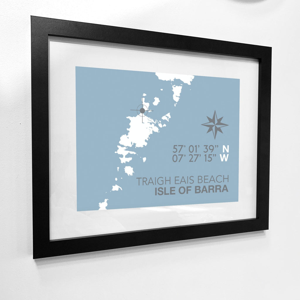 Traigh Eais Beach, Isle of Barra, Map Travel Print- Coastal Wall Art /Poster-SeaKisses