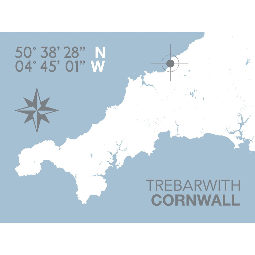 Trebarwith Map Travel Print- Coastal Wall Art /Poster-SeaKisses