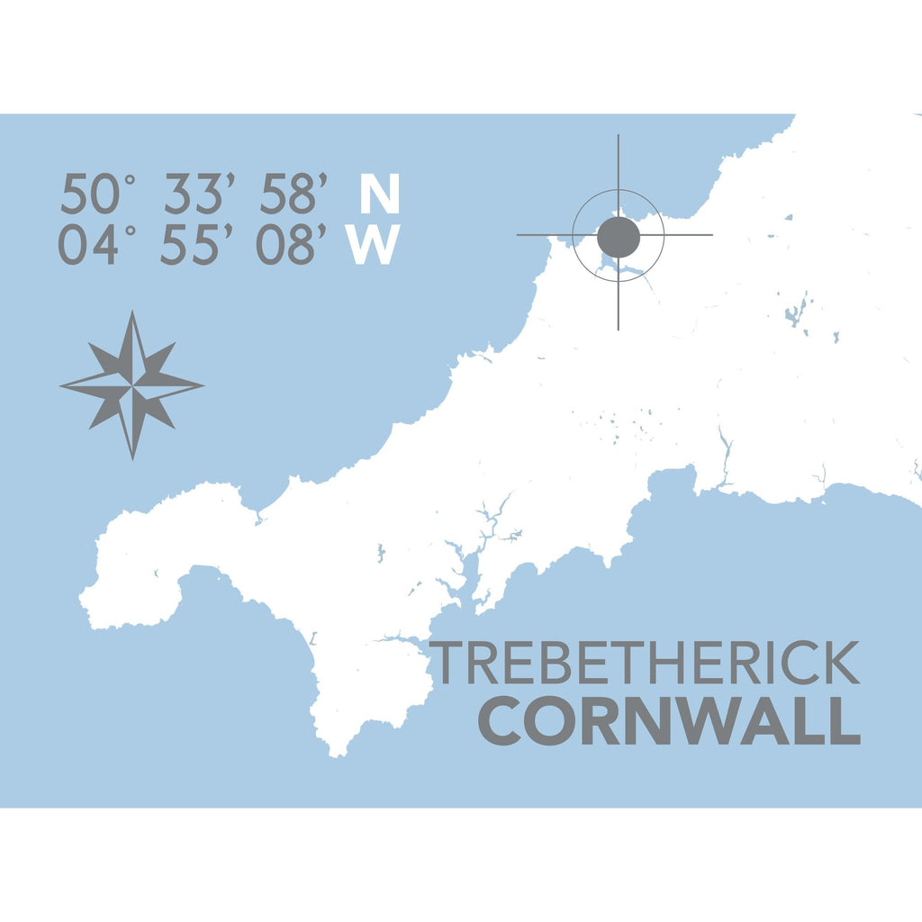 Trebetherick Coastal Map Print-SeaKisses