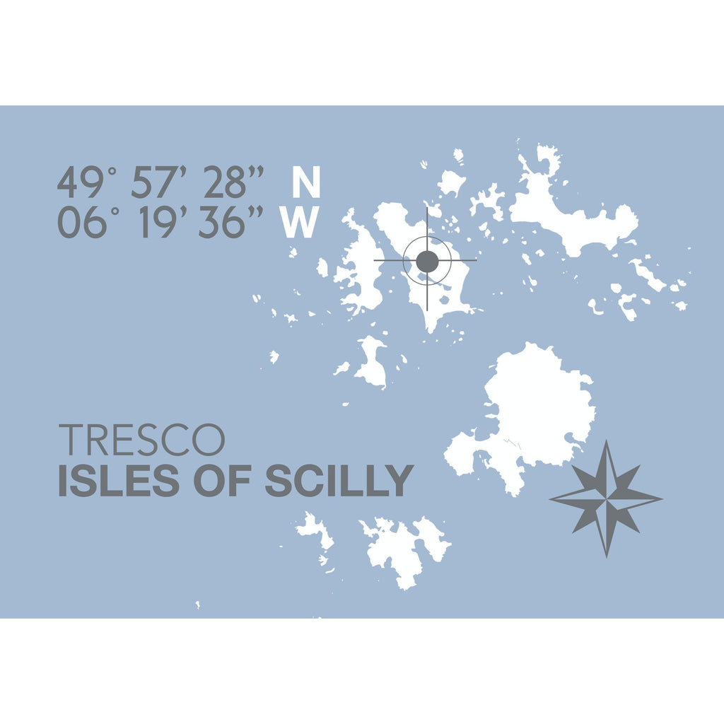 Tresco, Isles of Scilly Map Travel Print- Coastal Wall Art /Poster-SeaKisses