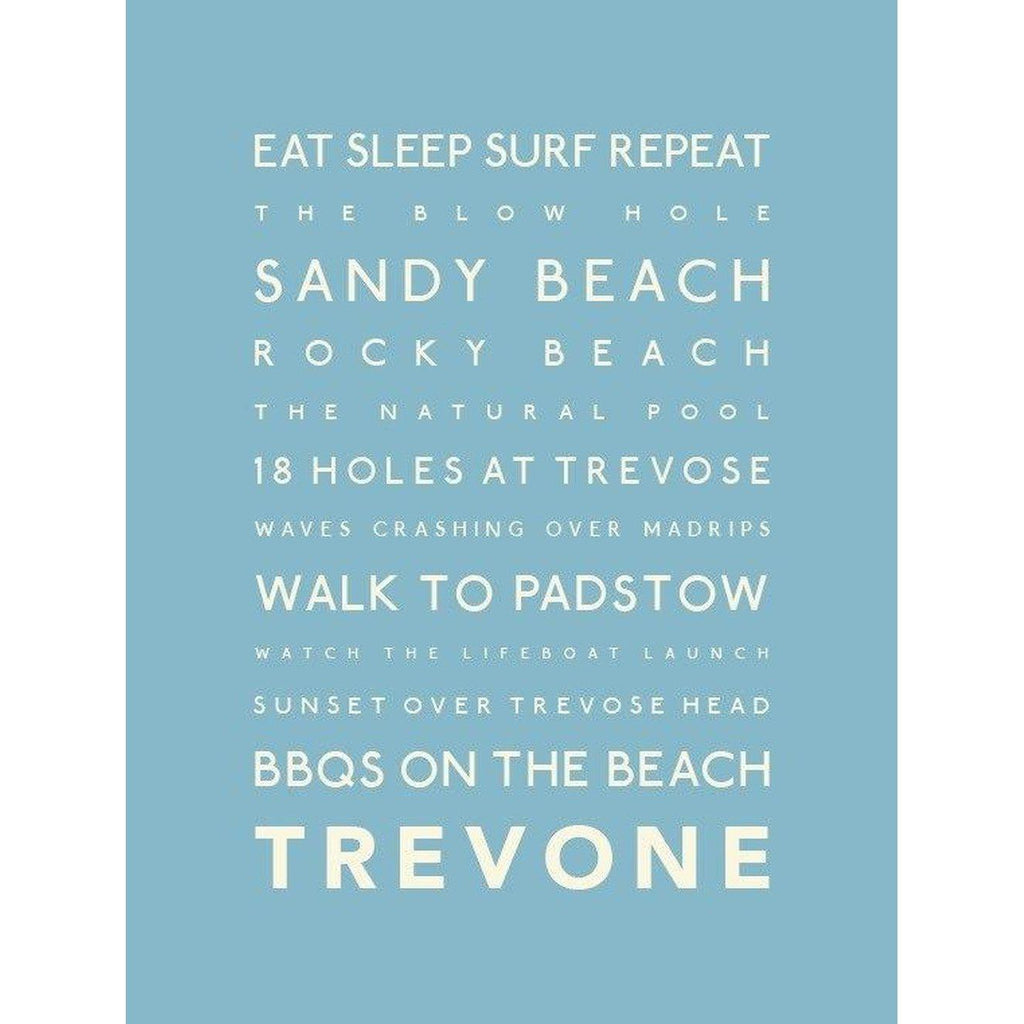 Trevone Typographic Travel Print- Coastal Wall Art /Poster-SeaKisses