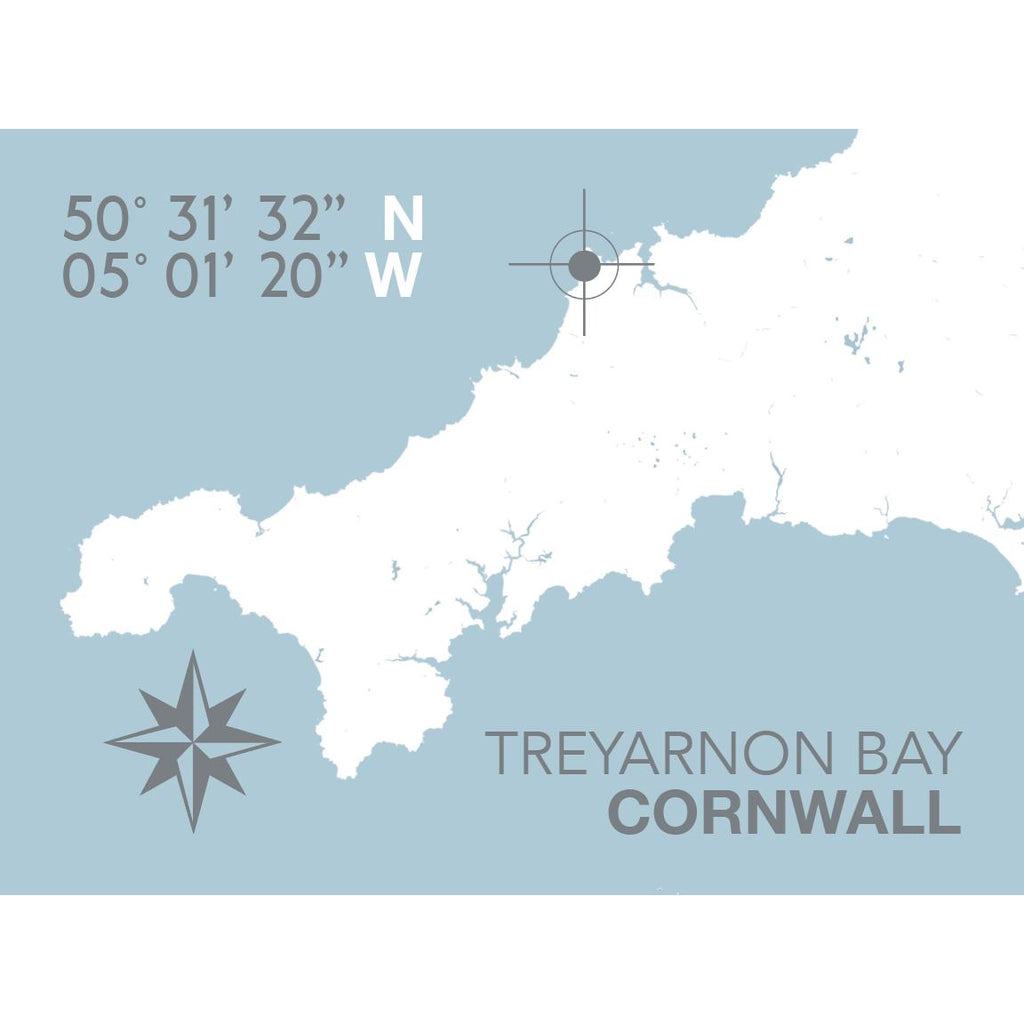 Treyarnon Bay Map Travel Print- Coastal Wall Art /Poster-SeaKisses