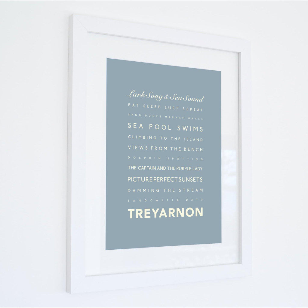 Treyarnon Bay Typographic Travel Print- Coastal Wall Art /Poster-SeaKisses