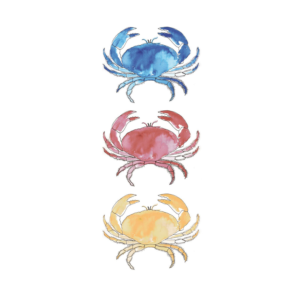 Chromatic Crab Trio - Watercolour Print-SeaKisses