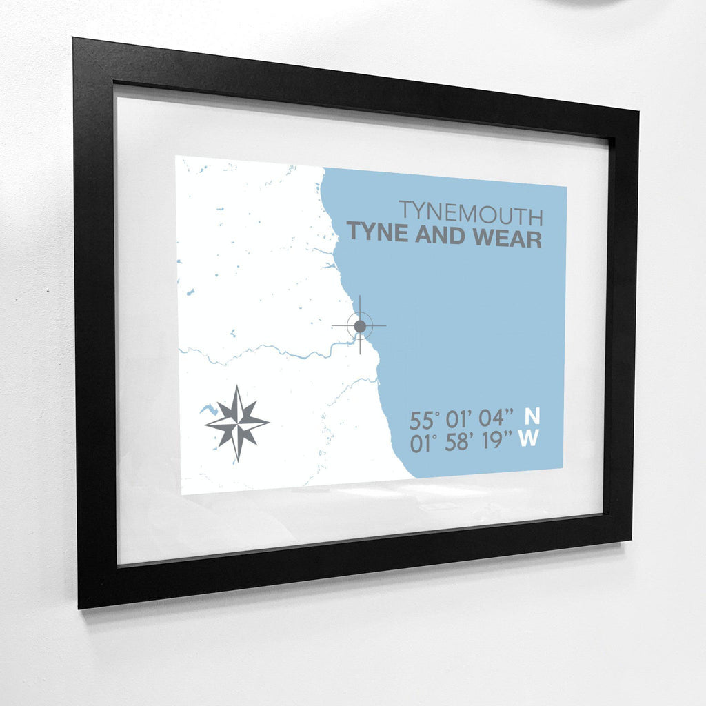 Tynemouth Map Travel Print - Coastal Wall Art /Poster-SeaKisses