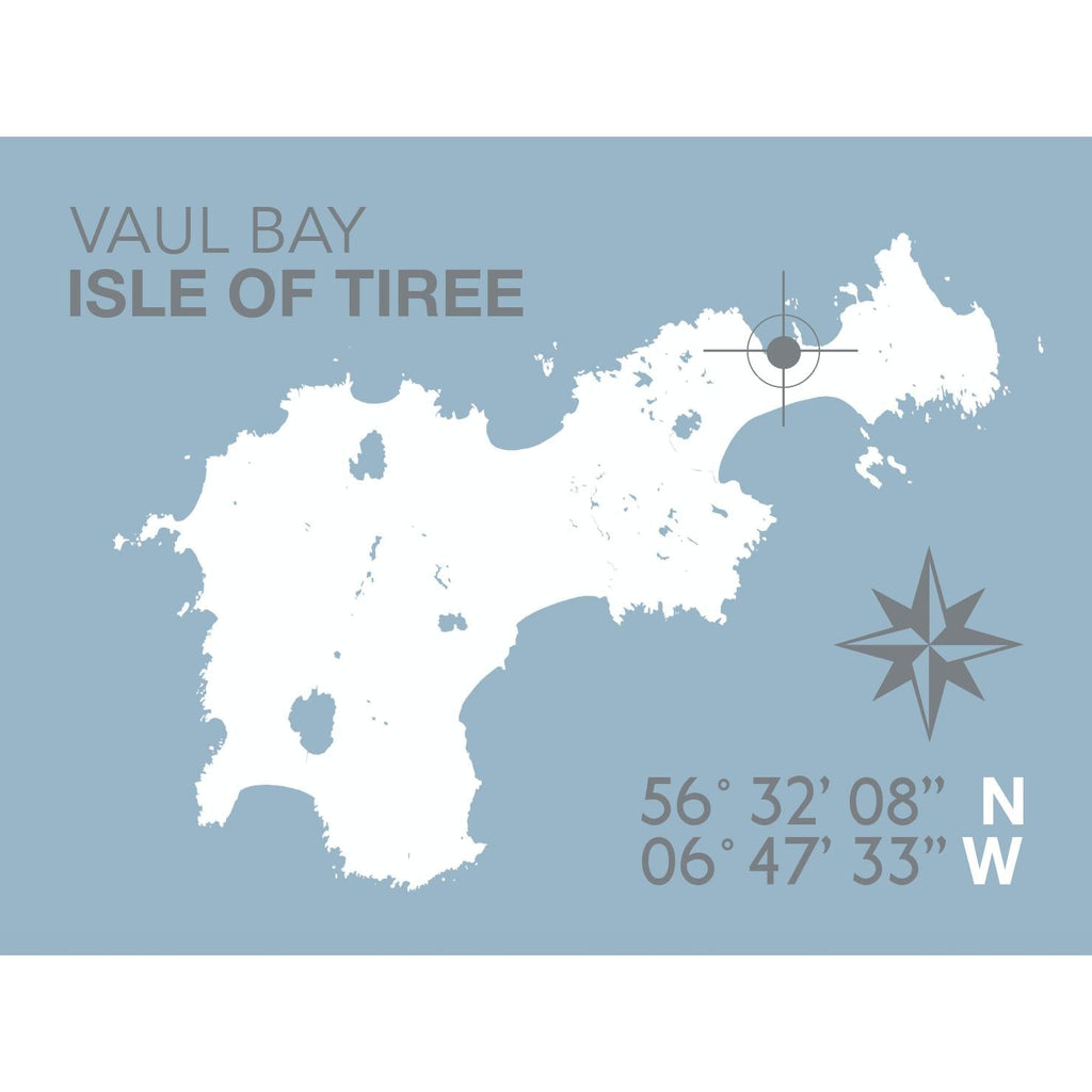 Vaul Bay, Isle of Tiree Map Travel Print- Coastal Wall Art /Poster-SeaKisses