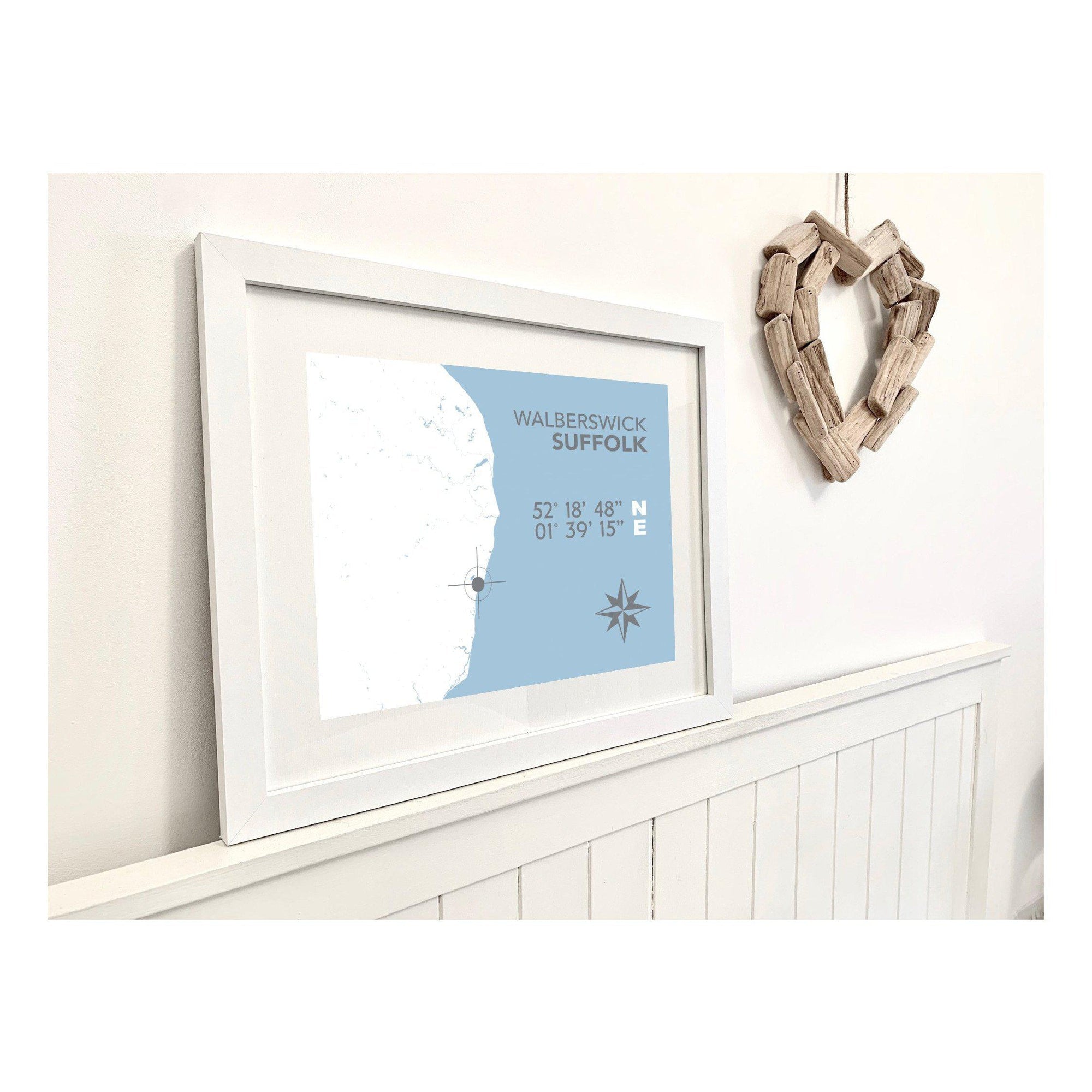 Walberswick Coastal Map Print-SeaKisses