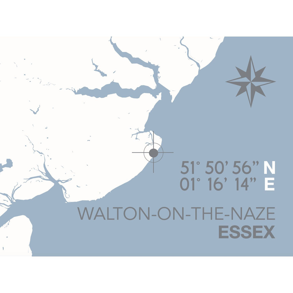 Walton-on-the-Naze Map Travel Print- Coastal Wall Art /Poster-SeaKisses