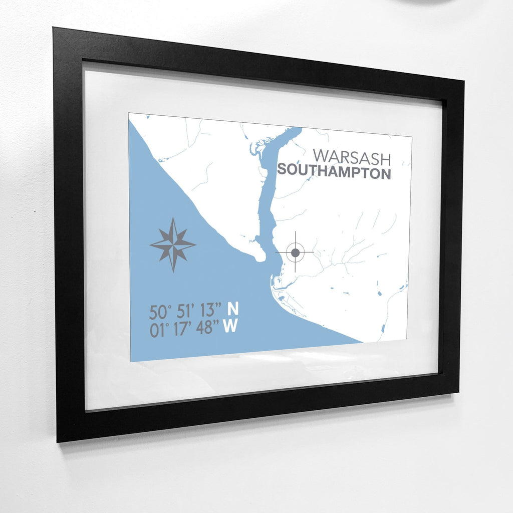 Warsash Map Travel Print- Coastal Wall Art /Poster-SeaKisses