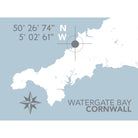 Watergate Bay Coastal Map Print-SeaKisses