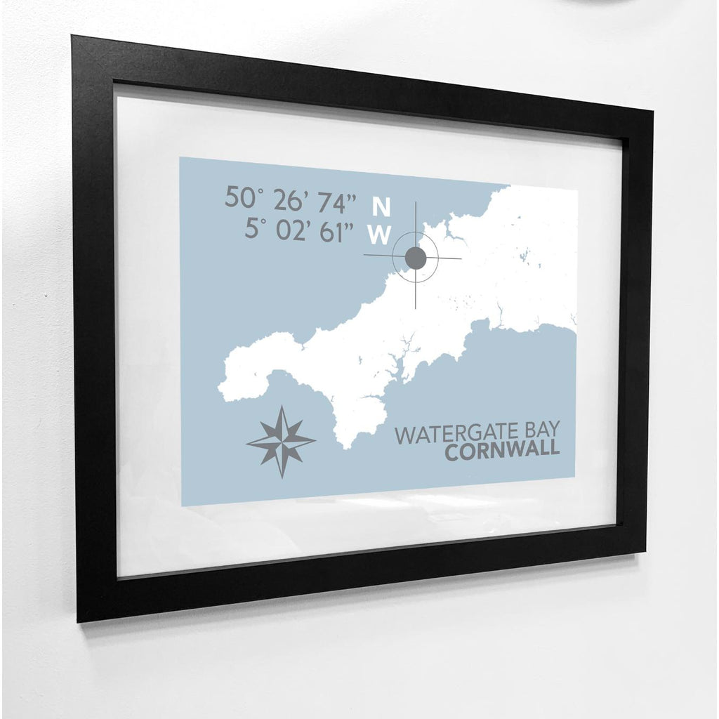 Watergate Bay Coastal Map Print-SeaKisses