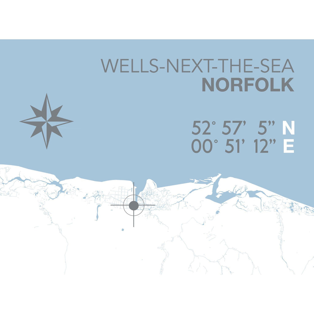 Wells-Next-The-Sea Map Travel Print- Coastal Wall Art /Poster-SeaKisses