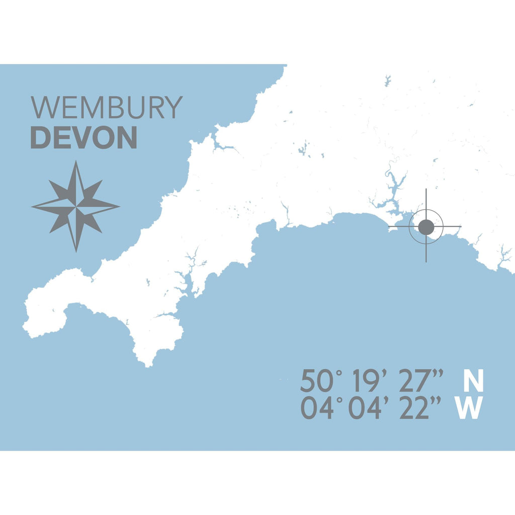 Wembury Map Travel Print- Coastal Wall Art /Poster-SeaKisses