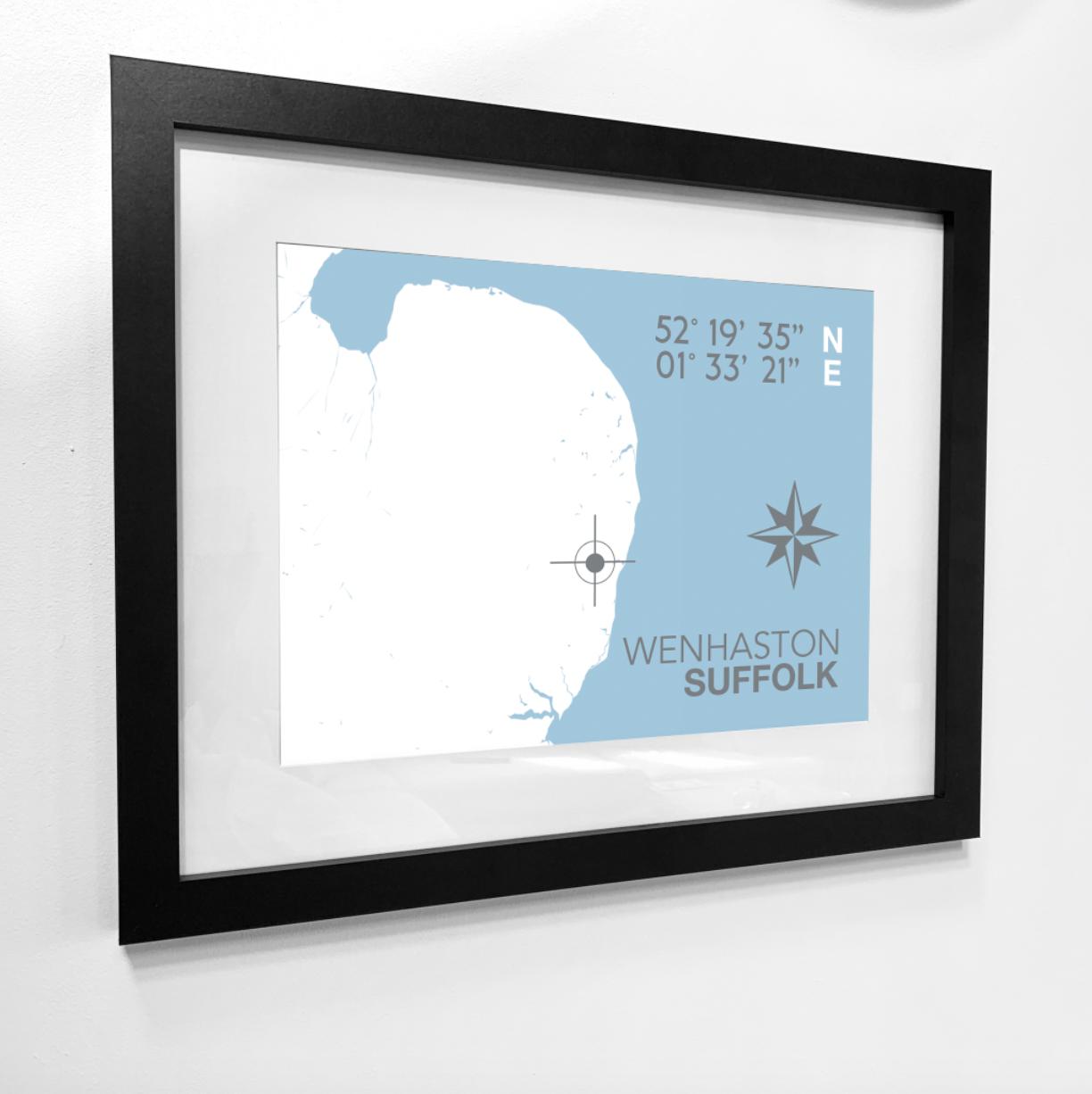 Wenhaston Coastal Map Print-SeaKisses