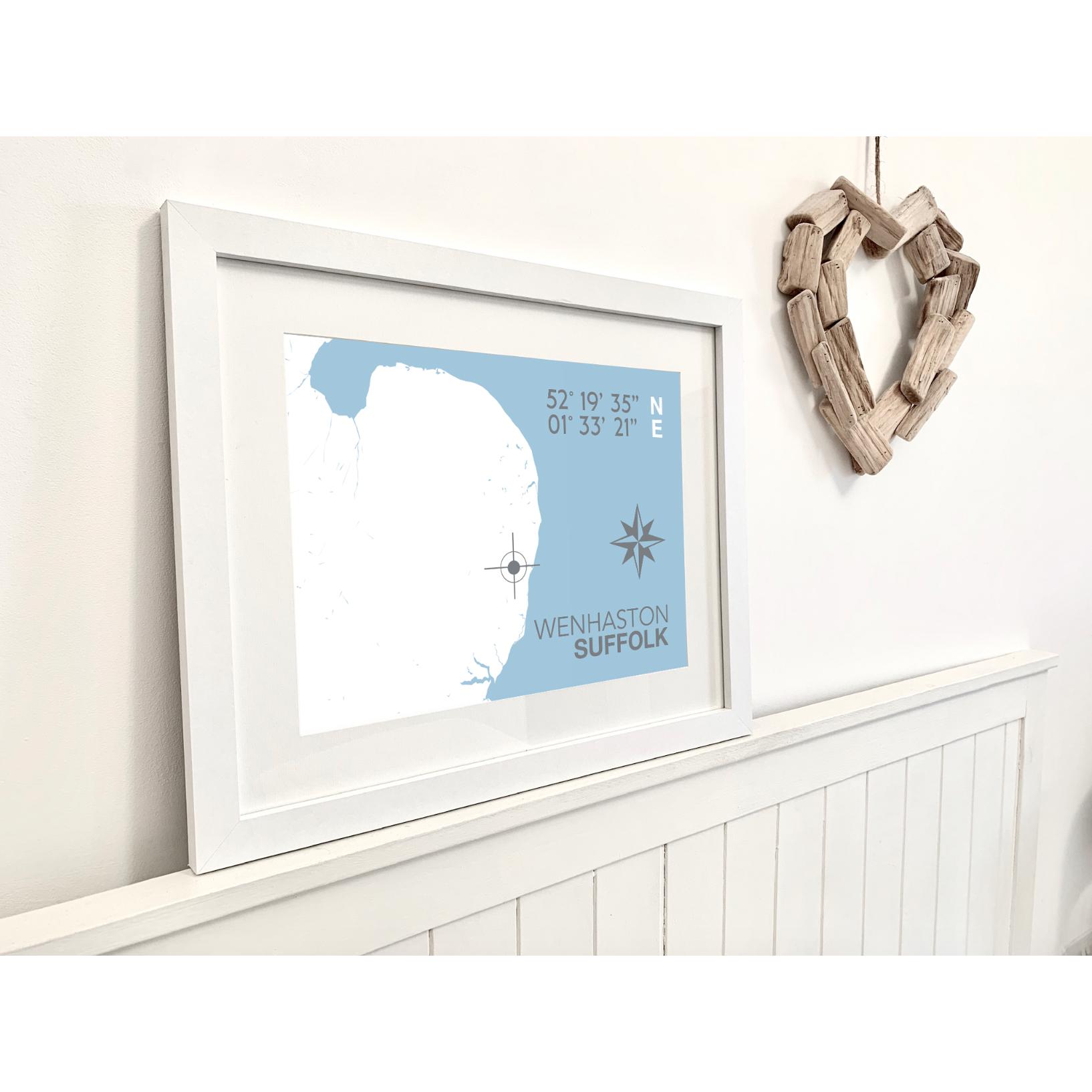 Wenhaston Coastal Map Print-SeaKisses