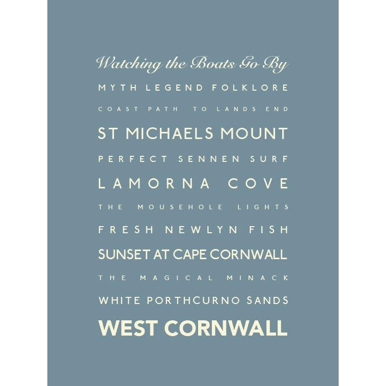 West Cornwall Typographic Print-SeaKisses